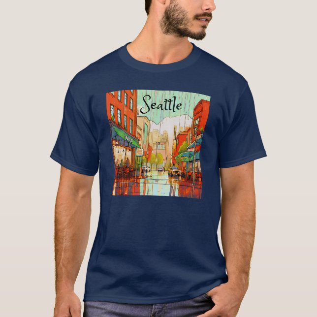 Camiseta Seattle en la lluvia (Anverso)