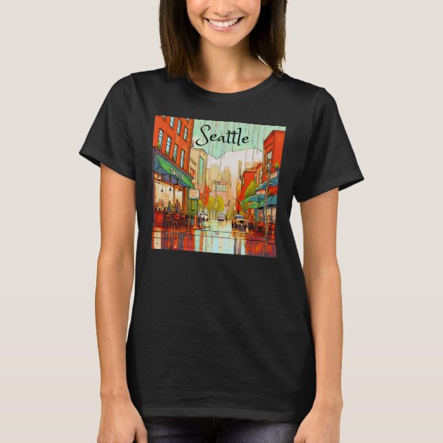 Camiseta Seattle en la lluvia (Anverso)