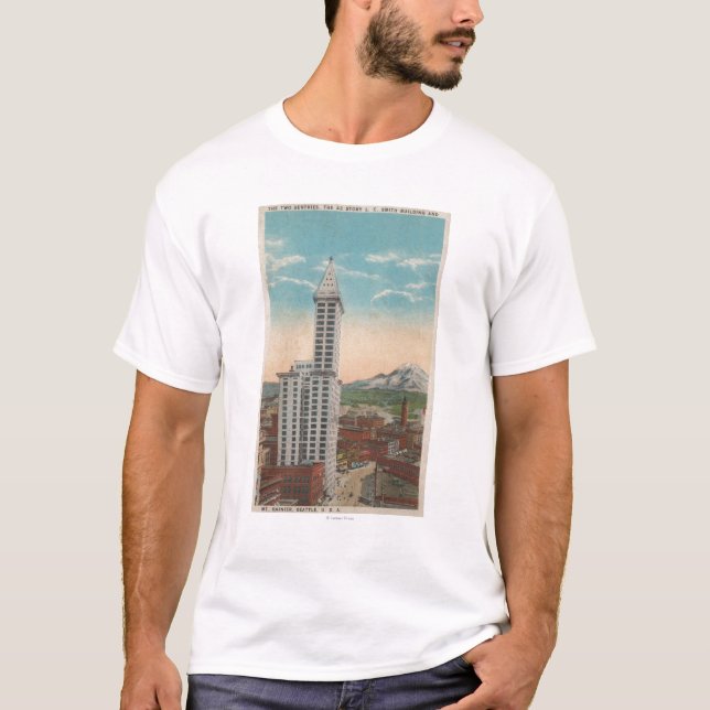 Camiseta Seattle, opinión de la torre de WASmith y el Monte (Anverso)