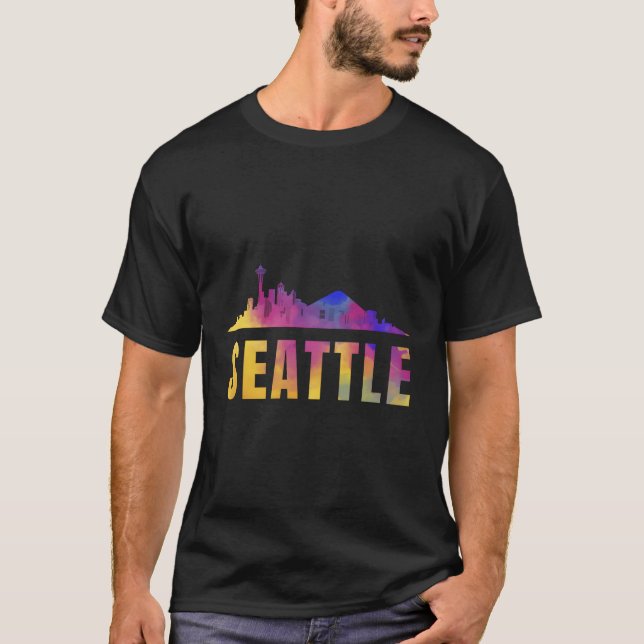 Camiseta Seattle Skyline City Town Washington State Usa Ame (Anverso)