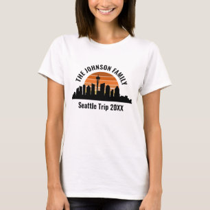Camiseta Seattle Skyline Sunset Personalizado Vacation Wome