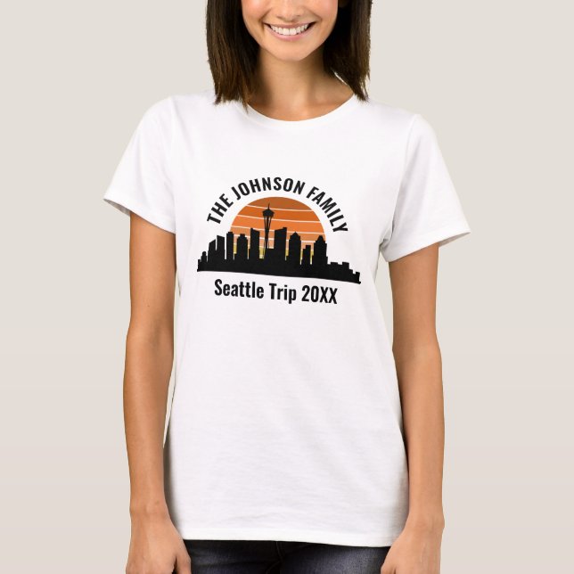 Camiseta Seattle Skyline Sunset Personalizado Vacation Wome (Anverso)