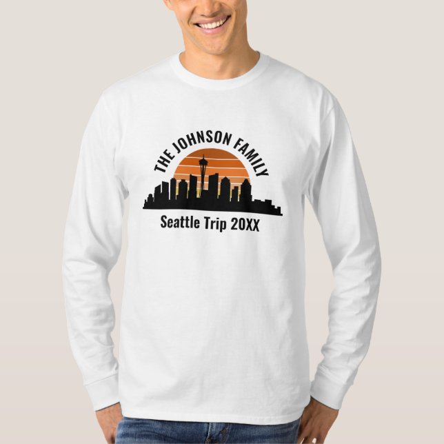 Camiseta Seattle Trip Skyline Sunset Custom Long Sleeve (Anverso)