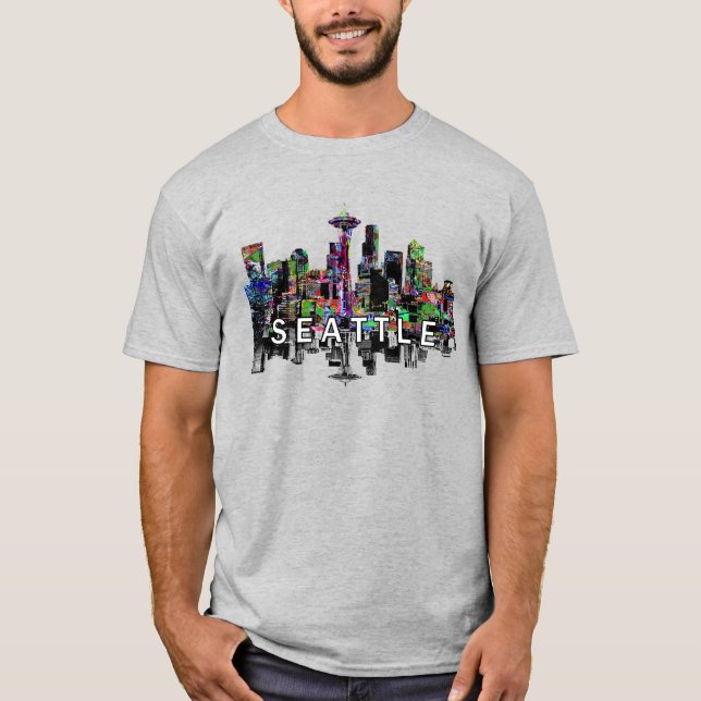 Camiseta Seattle, Washington en graffiti (Anverso)