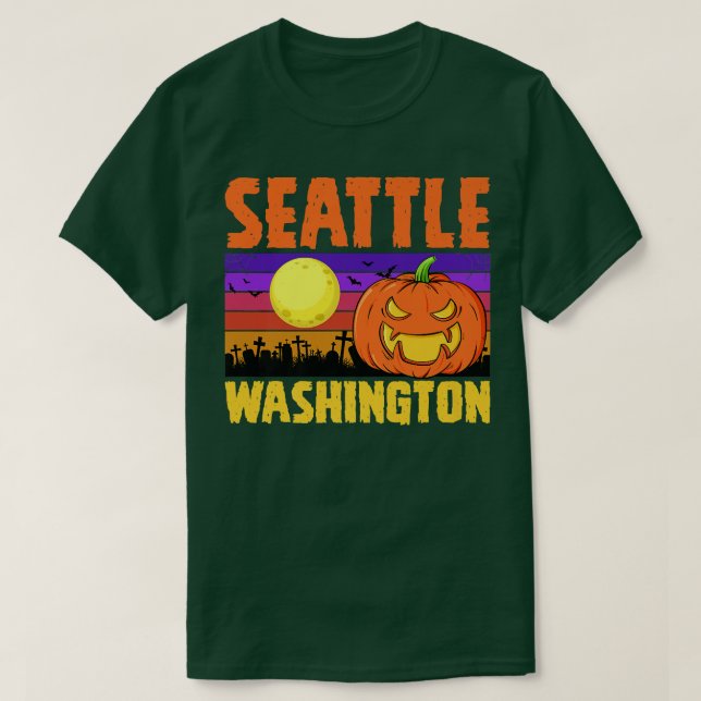 Camiseta Seattle Washington Happy Halloween Fiesta Local Ci (Diseño del anverso)