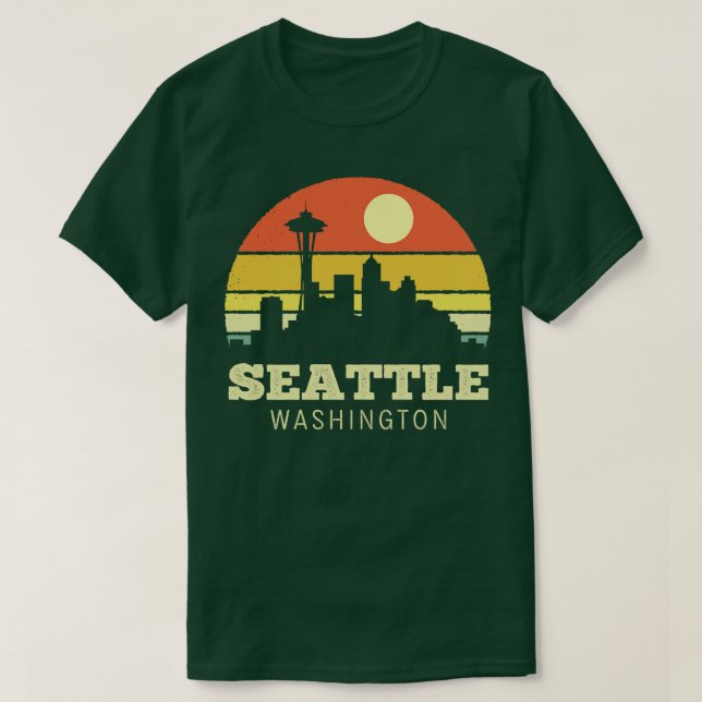 Camiseta Seattle Washington Vintage Sunset (Diseño del anverso)