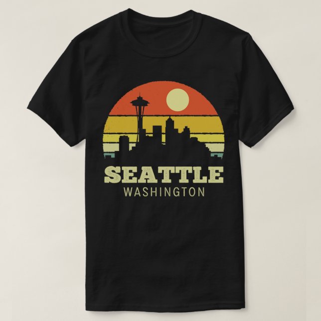 Camiseta Seattle Washington Vintage Sunset (Diseño del anverso)