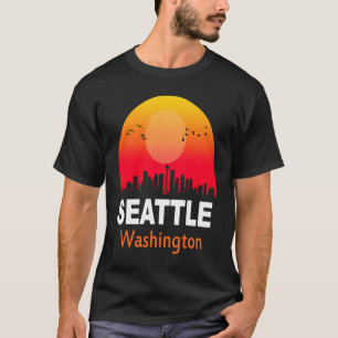 Camiseta Seattle Washington Vintage Sunset Retro City