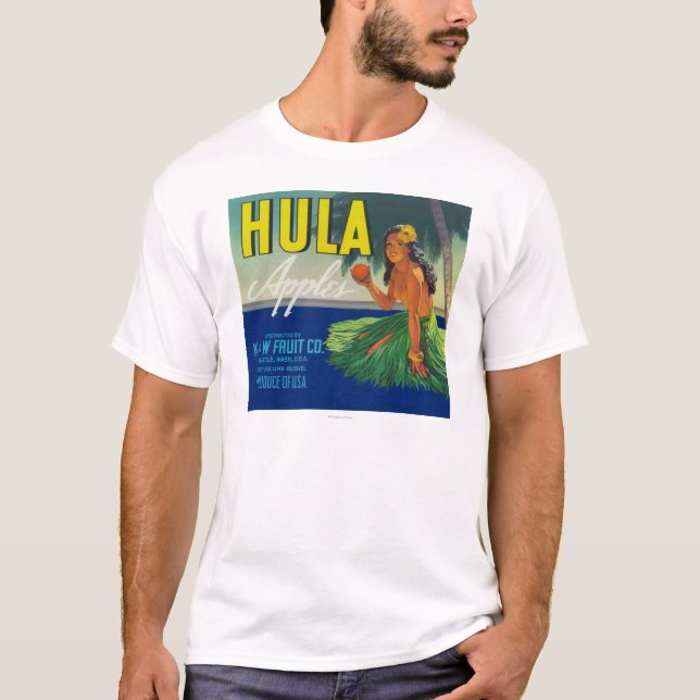 Camiseta Seattle, WashingtonHula Apple etiqueta (Anverso)