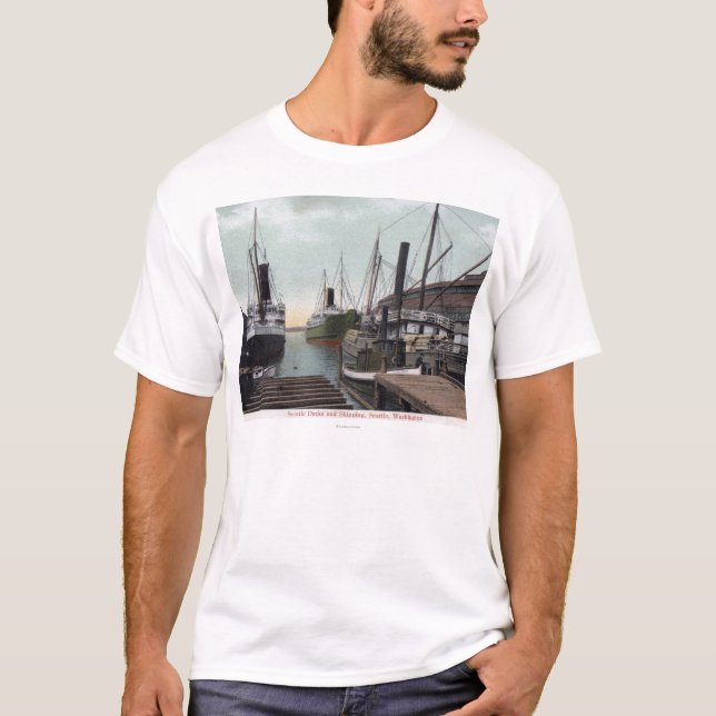 Camiseta Seattle, WashingtonView del muelle y de las naves