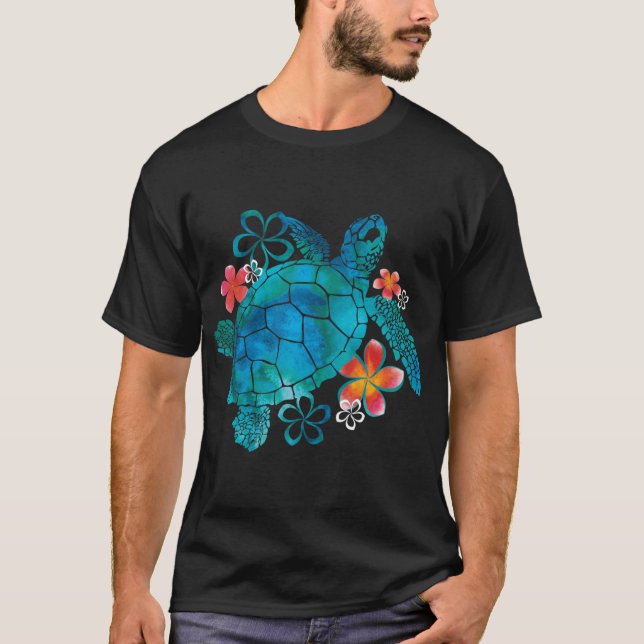 Camiseta Seaurtle with Flowers girl (Anverso)