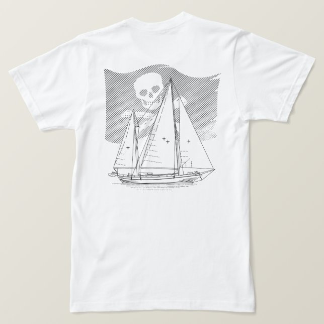 Camiseta SeaWolf con bandera pirata apagada (Reverso del diseño)