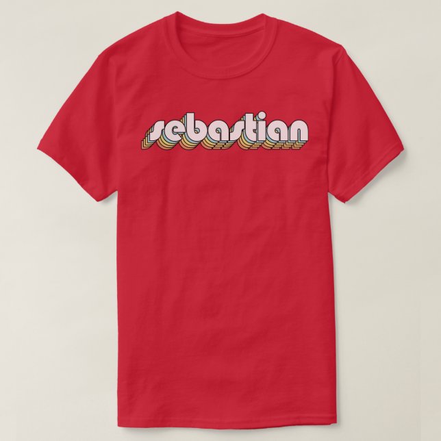 Camiseta Sebastian Retro Rainbow Typography Style Faded Sty (Diseño del anverso)