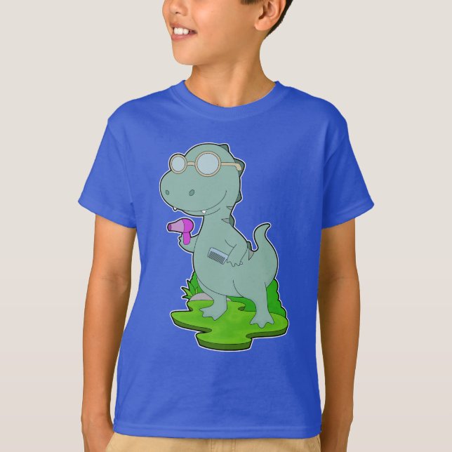 Camiseta Secador de pelo Comb para peluquero de dinosaurio (Anverso)