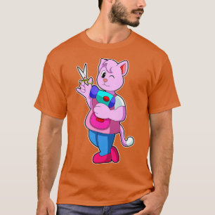 Camiseta Secador de pelo de gato como peluquero con tijeras
