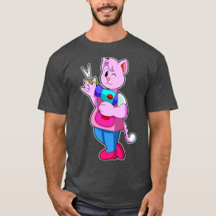 Camiseta Secador de pelo de gato como peluquero con tijeras