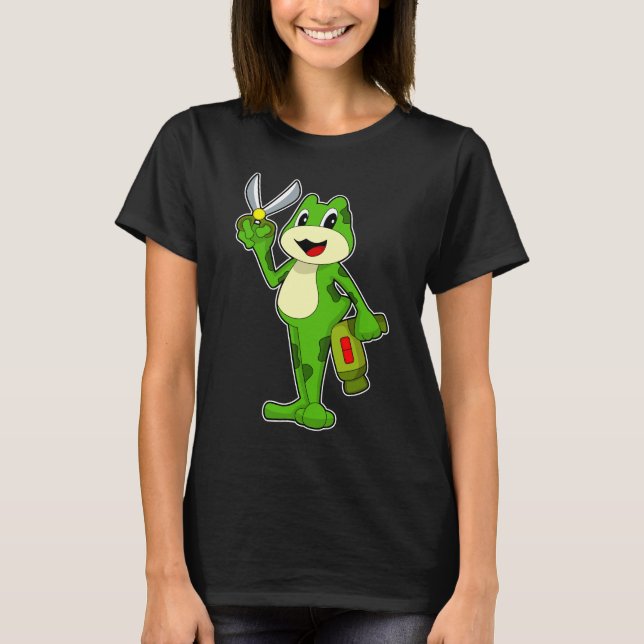Camiseta Secador de pelo de peluquería de rana (Anverso)