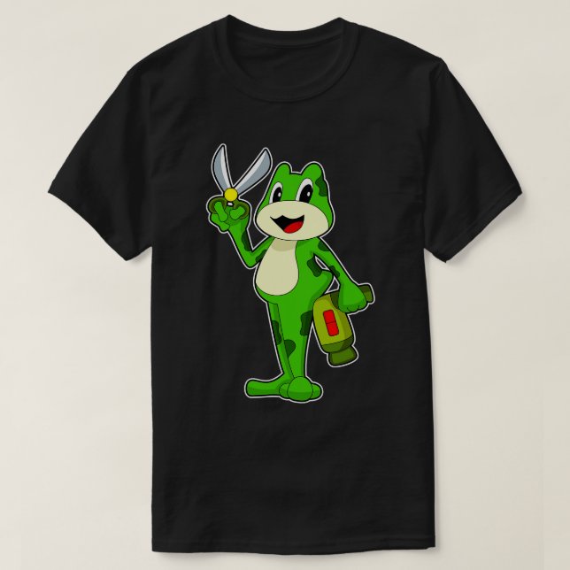 Camiseta Secador de pelo de peluquería de rana (Diseño del anverso)