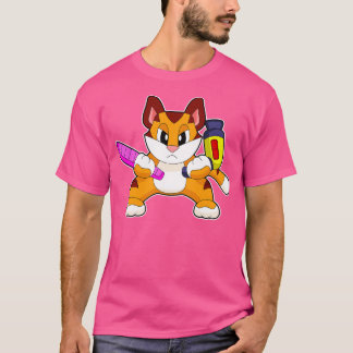 Camiseta Secador de pelo del peine del peluquero del tigre