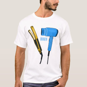 Camiseta Secador de pelo y ilustracion de alisador de pelo