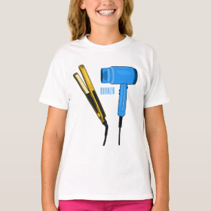 Camiseta Secador de pelo y ilustracion de alisador de pelo