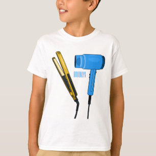 Camiseta Secador de pelo y ilustracion de alisador de pelo