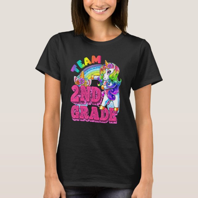Camiseta Second Grade Dabbing Unicorn Teacher Team 2nd Grad (Anverso)