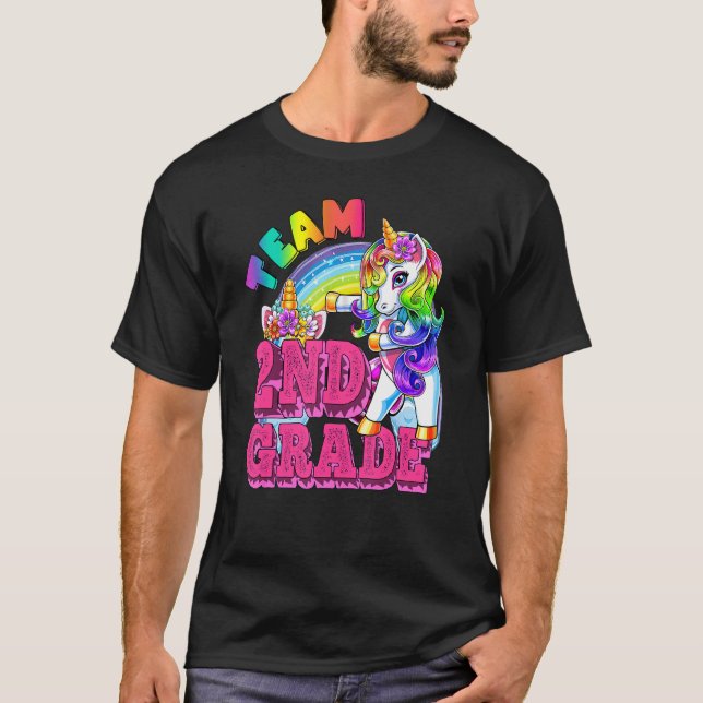 Camiseta Second Grade Dabbing Unicorn Teacher Team 2nd Grad (Anverso)