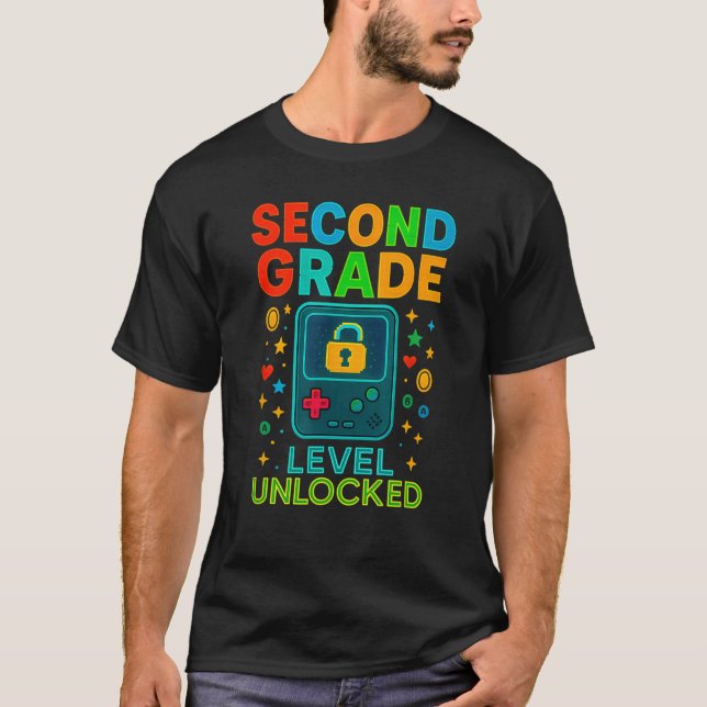 Camiseta Second Grade Level Unlocked Gamer Ck To School Con (Anverso)