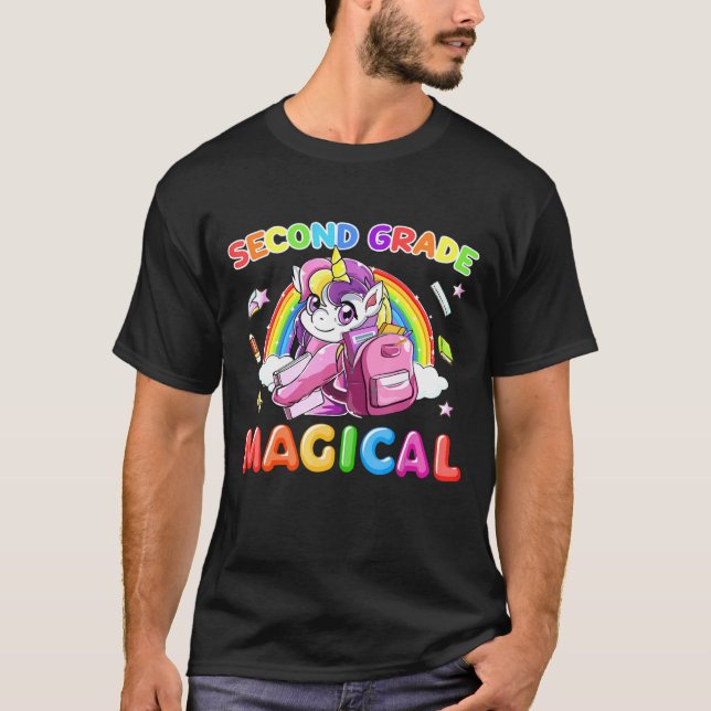 Camiseta Second Grade Magical Unicorn Rainbow Back To Schoo (Anverso)
