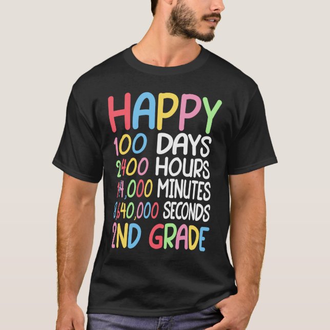 Camiseta Second Grade Math Teacher Student 100 Days Of 2nd  (Anverso)