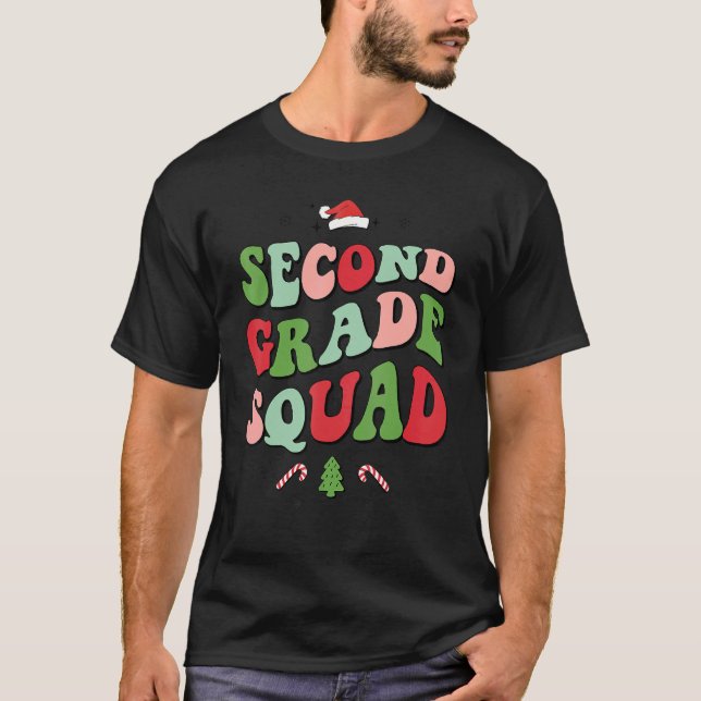 Camiseta Second Grade Squad Xmas Groovy Family Christmas Pa (Anverso)