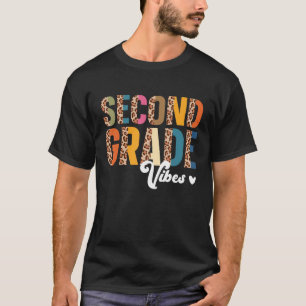 Camiseta Second Grade Vibes Back To School Girl Leopard Pri