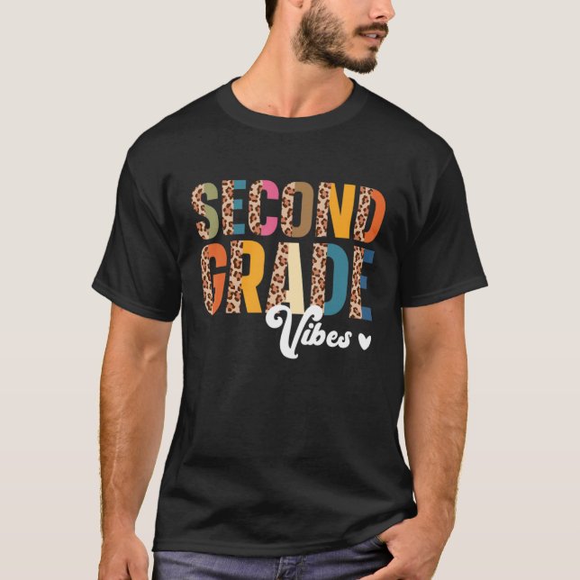 Camiseta Second Grade Vibes Back To School Girl Leopard Pri (Anverso)