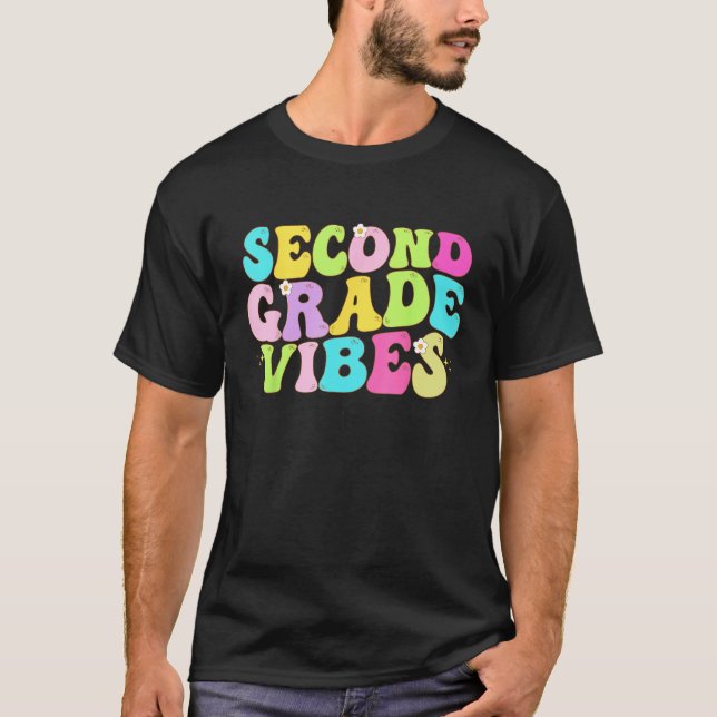 Camiseta Second Grade Vibes Groovy 2nd Grade Team 1st Day o (Anverso)
