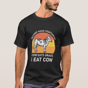 Camiseta Second hand vegetarian cow eats grass i eat cow