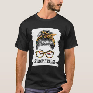 Camiseta Secretaria de escuela Mujer Mujer Mesy Bun Leopard