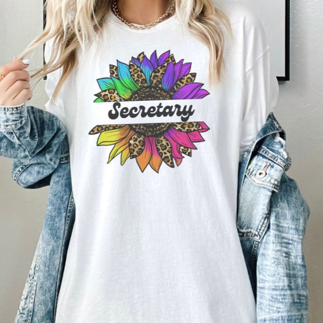Camiseta Secretaría Profesión Girasol Arcoiris (Secretary Profession Rainbow Sunflower T-Shirt
)