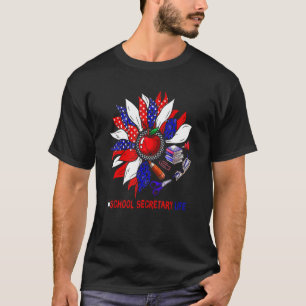 Camiseta Secretario de escuela Life Leopard Sunflower Ameri