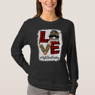 Camiseta Secretario de secundaria ama a Messy Bun Leopard d