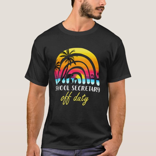 Camiseta Secretario Escolar De Duty Beach Sunset Rainbow Te (Anverso)