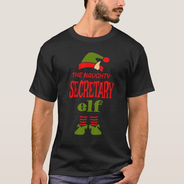 Camiseta SECRETARY Elf Naughty Christmas Matching Pajama Pa (Anverso)