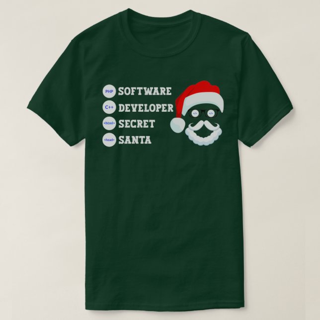 Camiseta Secreto de desarrollador de software Santa Funny V (Diseño del anverso)