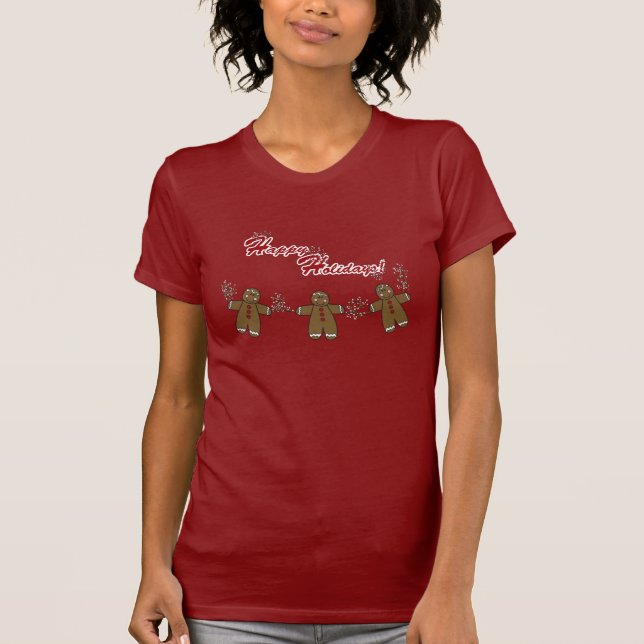 Camiseta Secuencia de Gingerbreadmen con las bayas blancas (Anverso)