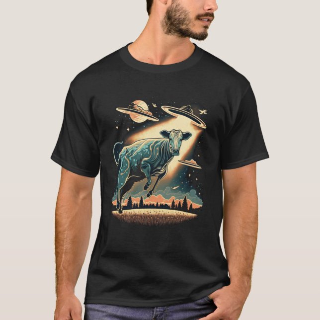 Camiseta Secuestro Alien Cow OVNI Spaceship Extraterrestre (Anverso)