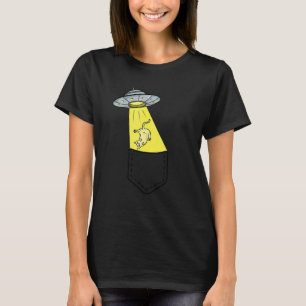 Camiseta Secuestro alienígena de gato Bolsillo Cree Ovni Ga