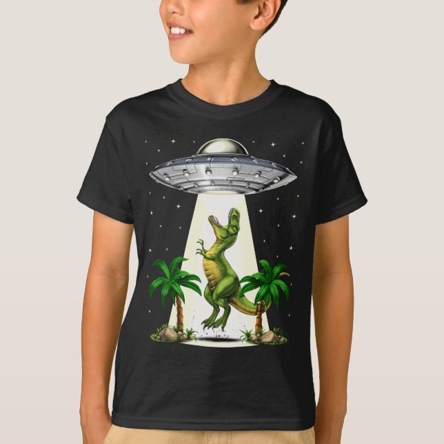 Camiseta Secuestro de Alien de Dinosaurios T-Rex (Anverso)