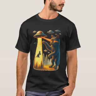 Camiseta Secuestro de Ojos Láser de Gato OVNI Alien Funny G