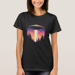 Camiseta Secuestro de OVNIS Pixel Art 90 Sci-Fi Alien S