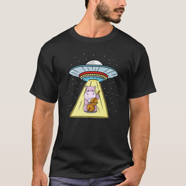 Camiseta Secuestro De Ufo Hippo Jugando A Cello (Anverso)